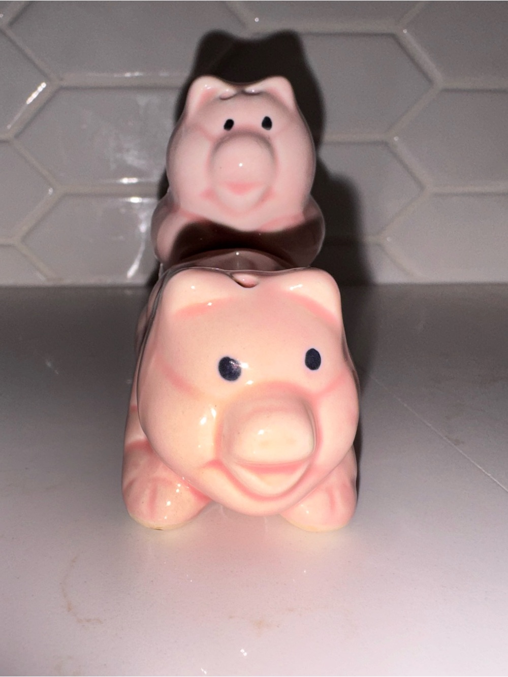 Vintage Ceramic Pig Salt and Pepper Shaker Set